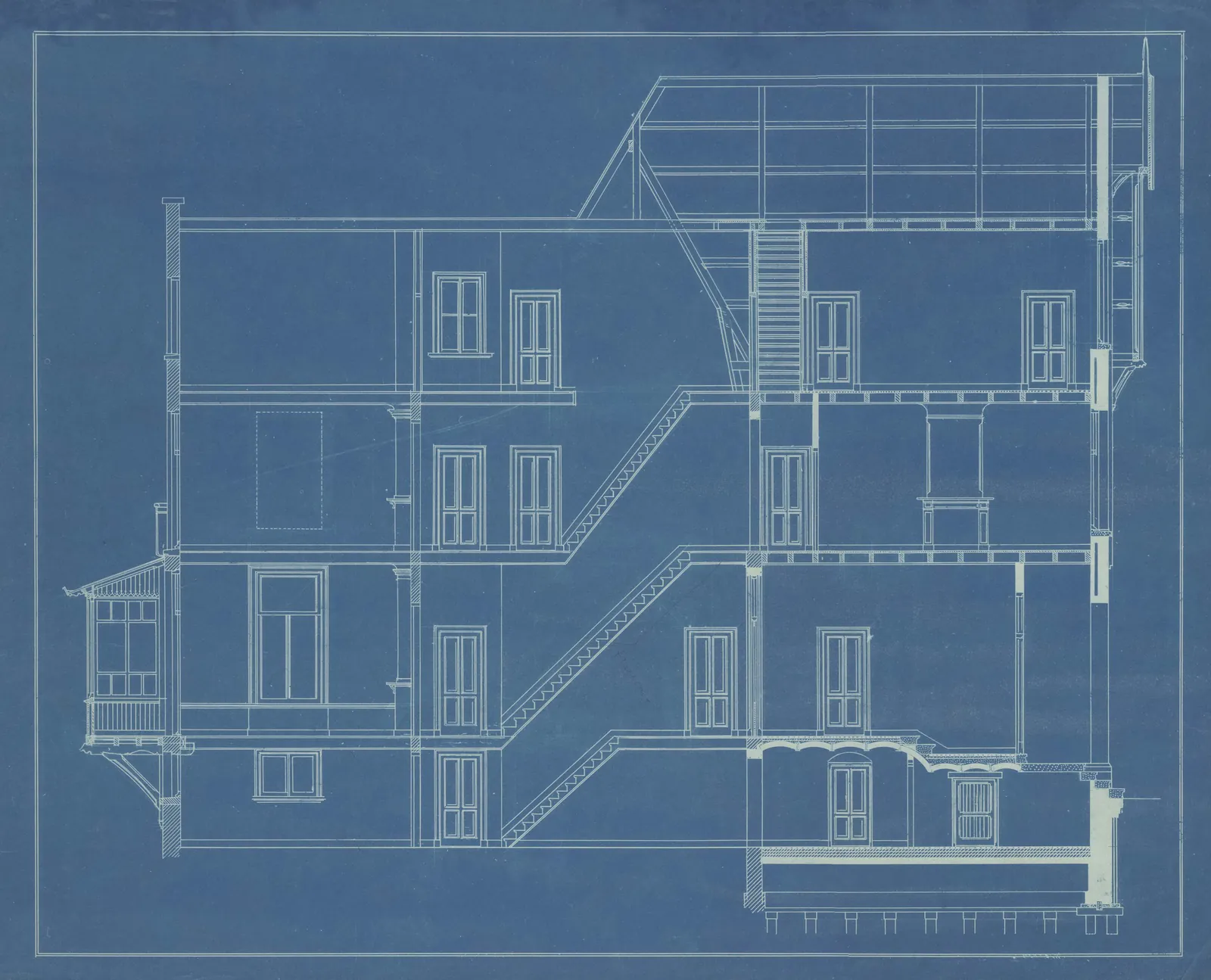 Engineering drawing of a multi-storey building